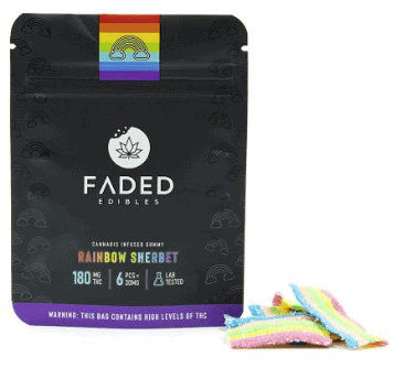 Rainbow Sherbet Cannabis-Infused Candy Strips By Faded Edibles (180Mg Thc)